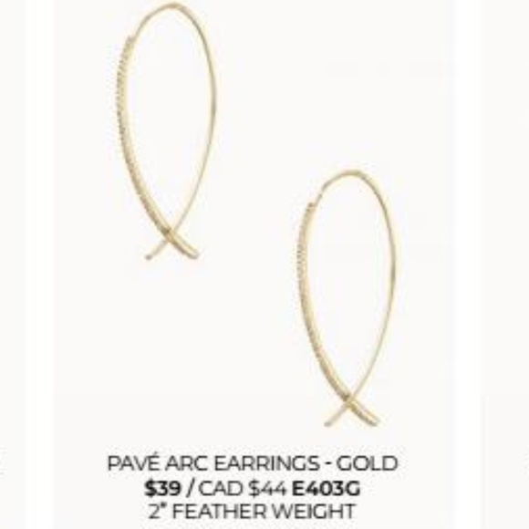 :: Stella and Dot⚜️GOLD Pavé Arc Earrings - Picture 4 of 6